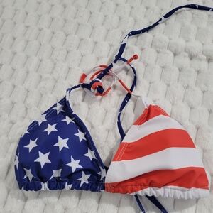 Source Unknown Blue and Red Star-Stripe Bikini